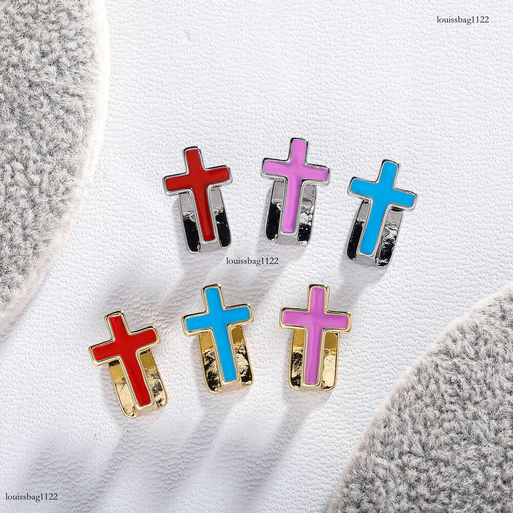 High-Quality Single Tooth Red and Green Vertical Row Large Zirconia Cross Men's Micro-Pave Hip-Hop Lighing Bracelet