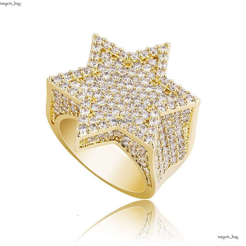 Hip Hop Jewelry Zircon Pentagram Cuban Trendy Fashion Personality Men's Ring