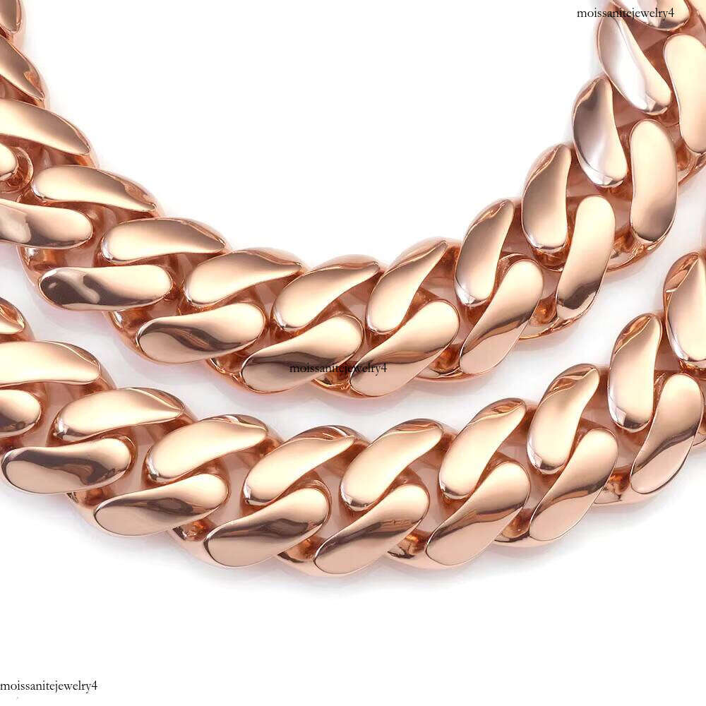 NUOYA Hip Hop Rose Gold Plated Links with Dia Clasp Men's Thick Monaco Cuban Link Chain Bracelet