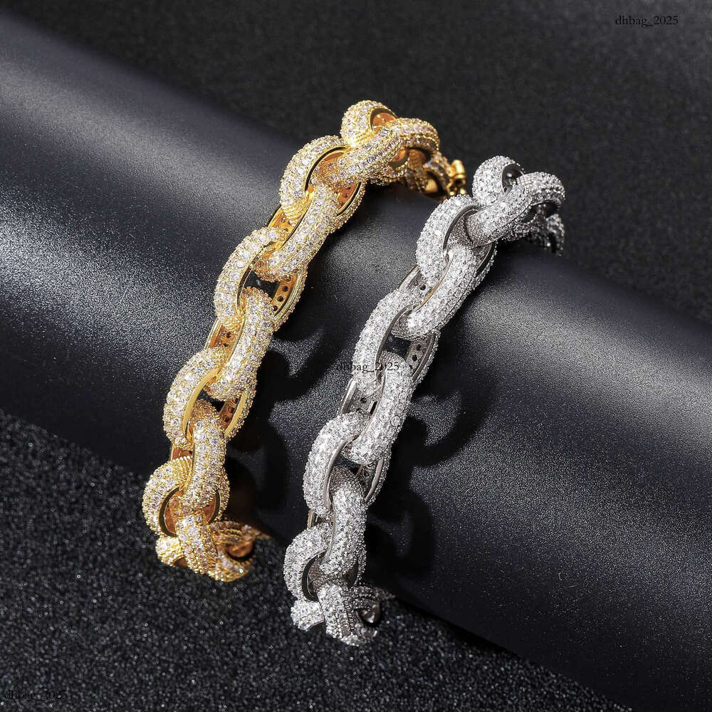 Hip Hop O Bracelet 13mm Micro Paved Zircon Cross Chain Men's Personality Bold Jewelry