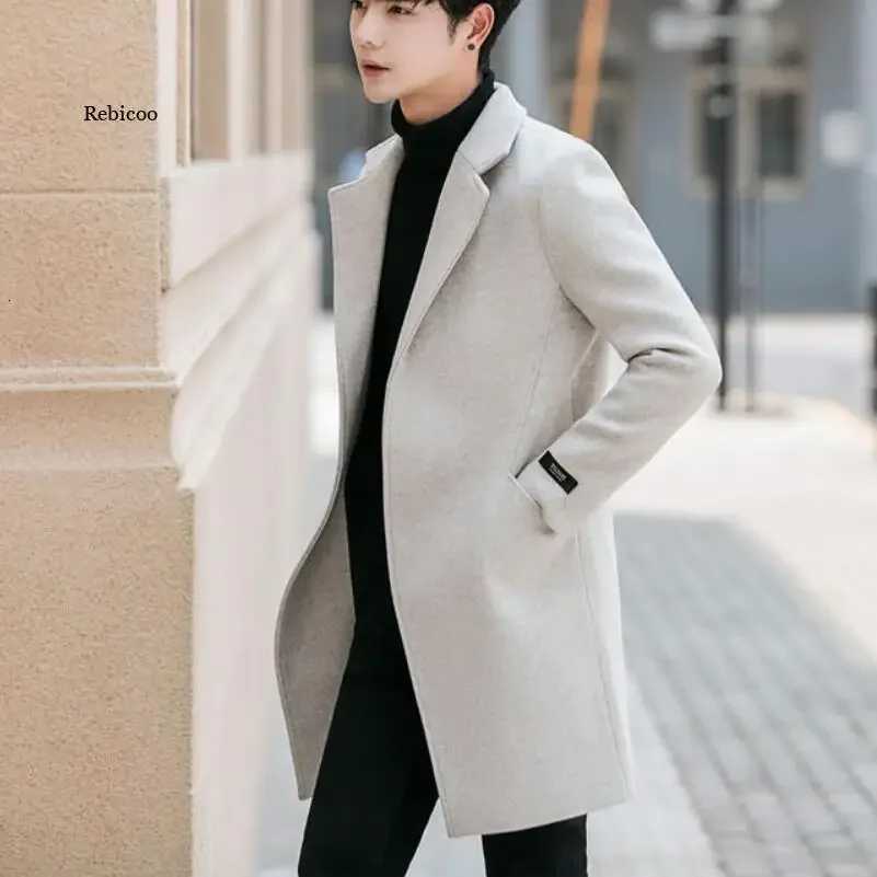 Fashion Men Wool Blends Mens Casual Business Trench Coat Mens Leisure Overcoat Male Punk Style Blends Dust Coats Jackets XJ250809