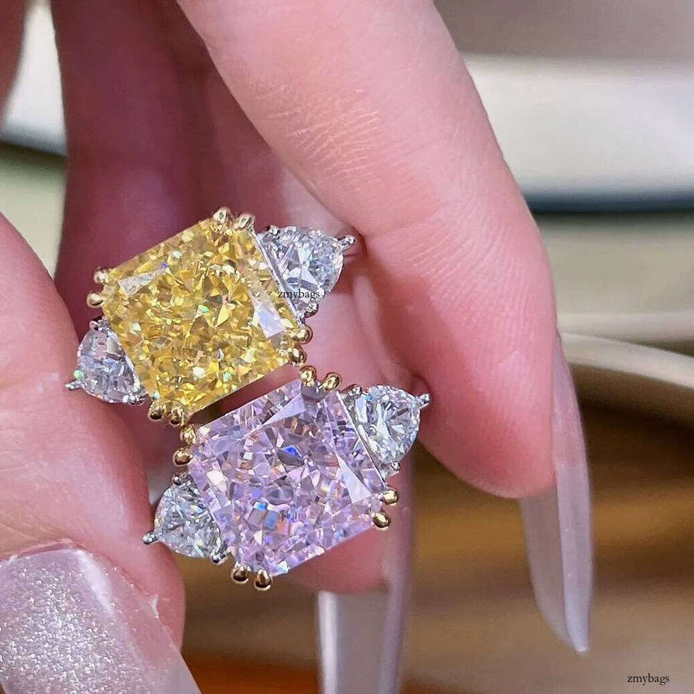 2025 Choucong Elegant Sparkling Jewelry Genuine 100% S Sterling Sier Ice Cut Multicolor Moissanite Dia Eternity Party Lady Aquamarine Wedding Ring Gif