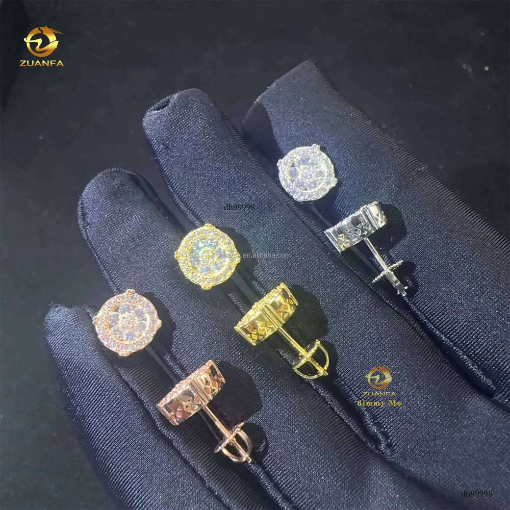 Unique Design Bulk Stock Retail Price GRA Certificate Hip Hop Earring Circle Crescent Iced Out Moissanite Dia Stud Earrings