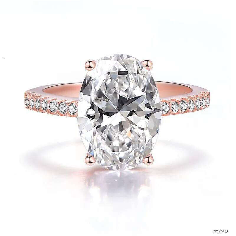 4CT White Natural Moissanite Dia Jewelry Genuine 100% S Sterling Sier Rose Gold Oval Cut Gemstones Party Women Wedding Band Ring Giff
