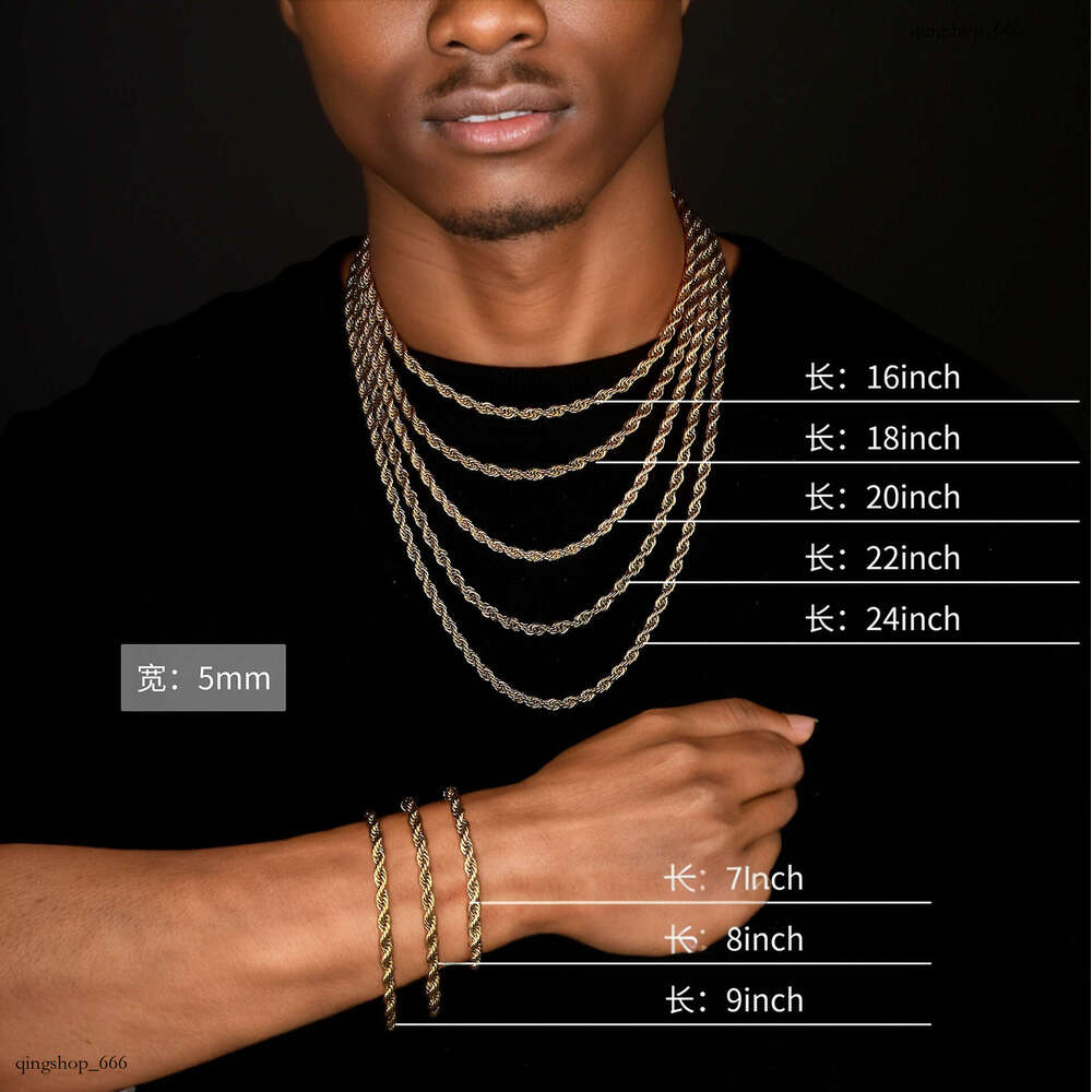 Stainless Twist Men's Trendy Fashion Button Rope Chain Titanium Steel Bracelet