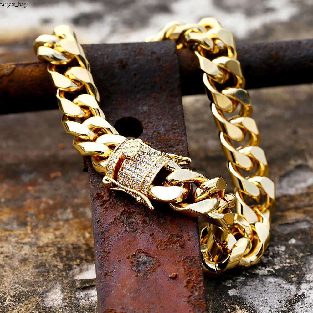 New Micro Pave Zircon Hip Hop Bracelet 10mm Men's Jewelry Clasp Miami Cuban Chain