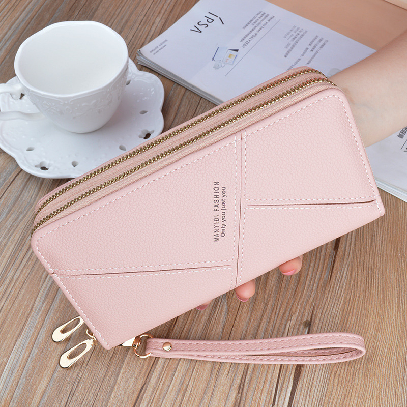 New Women's Long Wallet Double Zipper Designer Bag Clutch Fashionable Luxury Bag Lychee Pattern Soft Leather Large Capacity Double Layer Wallet P