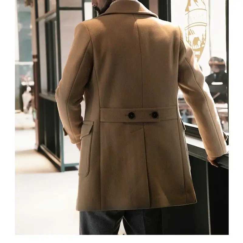 New Mens Clothing British Mens Mid to Long Length Long Sleeved Woolen Coat Jacket XJ250809