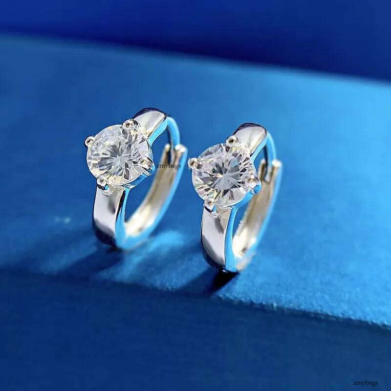 2025 Choucong Brand Top Sell Clip Earrings Simple Fine Jewelry Geuine 100% Sterling Sier Round Cut White Moissanite Dia Party Women Wedding Earring Gi