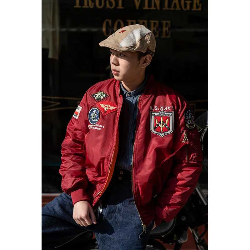 2023 Top Gun Winter Black Burgundy Waterproof Padded Air Force Pilot Flight Bomber Jacket for Men Thick Warm W250809