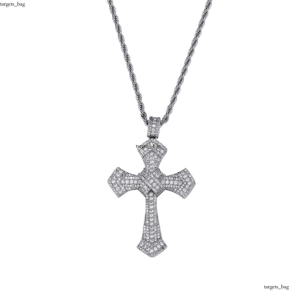 Hip Hop T Square Moissanite chain Cross Pendant Trendy Unisex Fashion Personality Necklace Accessory