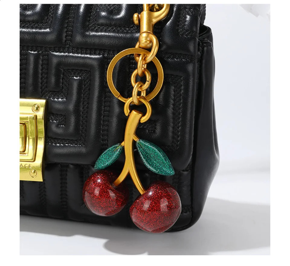 Trendy Red Cherry Pendant Keychain for Women Cute Bag Decorations Multifunctional Jewelry Car Key Accessories Charm Keyring Gift 250808