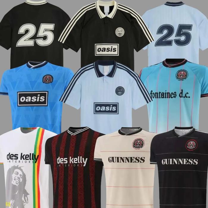 25 26 Oasis Tour Jacquard Jersey soccer maillot de foot football black Oasis Live Bohemians 2025 135th Anniversary Football Shirts Kit Fontaines