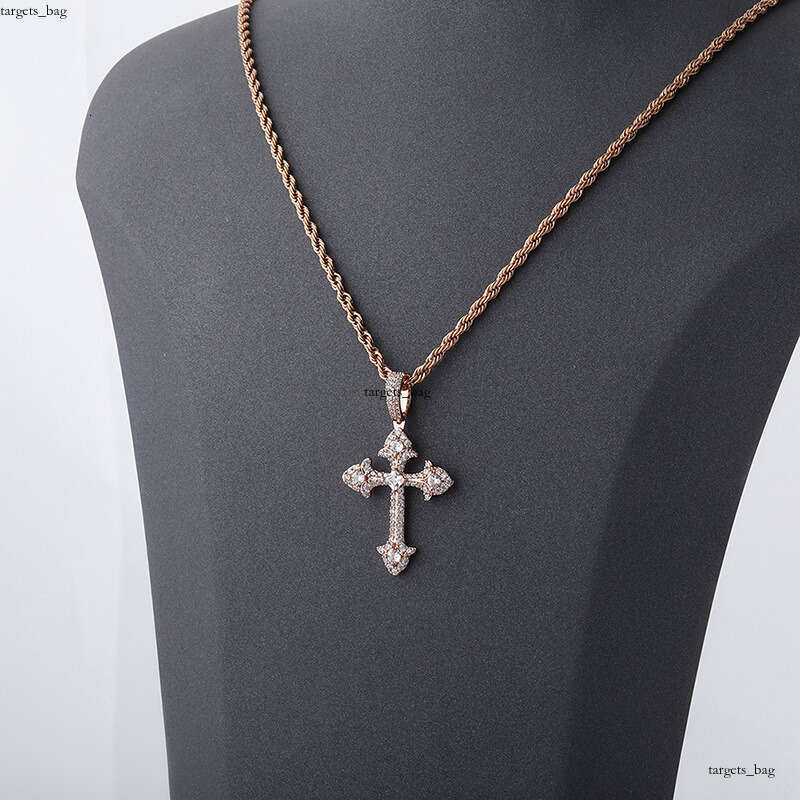 Unique Cross Pendant Full Moissanite chain Temu Necklace Jewelry