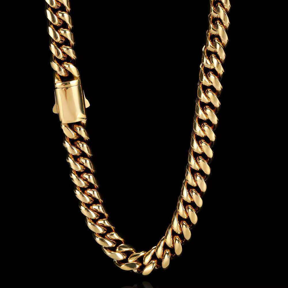 Personality Custom Necklace Gold Plated Stainless Steel Miami Cuban Chain