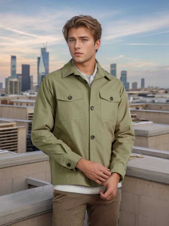 New mens spring and autumn fashion jackets shirts coats casual and versatile mens workwear style mens thin jackets W250809