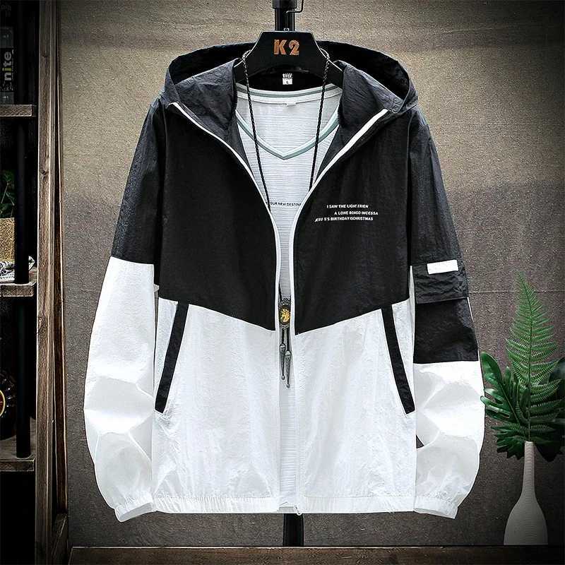 2025 Summer Skin Coats Men Ultra Light UV Sun Protection Big Size Hooded Windbreaker Jacket Men Striped Casual Outerwear W250809