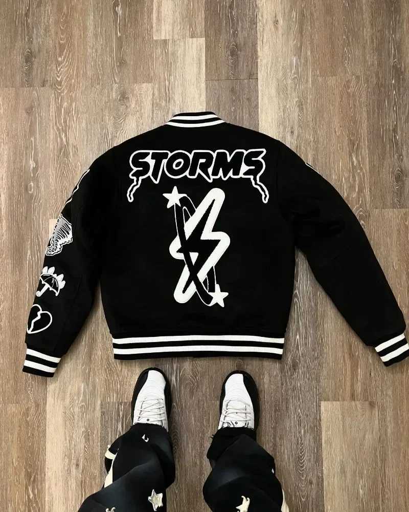 Retro Gothic Alphabet Embroidery Oversized Motorcycle Uniform Baseball Uniform Mens Y2K New Trend Harajuku Hip-Hop Joker Jacket W250809