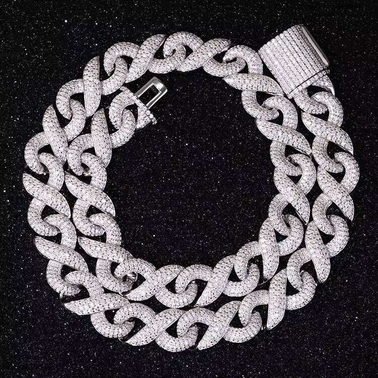 High Quality Infinite Dia Necklace GRA Moissanite 13mm Sterling Sier Cuban Link Chain for Mens Ladies