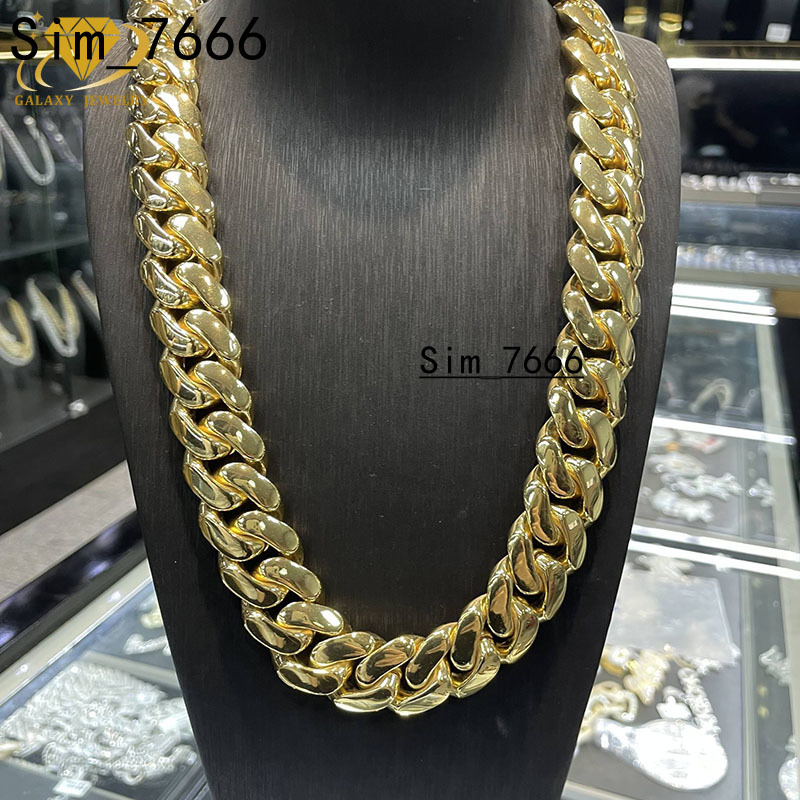 20mm Custom Hip Hop Jewelry Cuban Chain 10k Real Gold Hollow Luxury Miami Cuban Link Chain For Raper