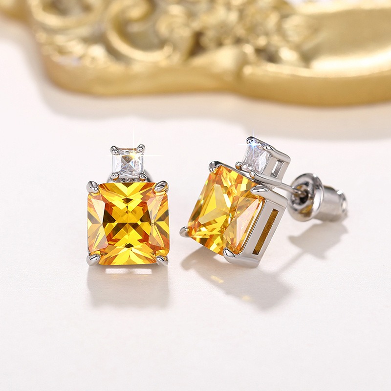 Square Perfume Bottle CZ Diamond Necklace Earrings Charm Designer Jewelry Set Sterling Silver Love Heart Pendant Necklaces for Woman Birthday Gift Fin