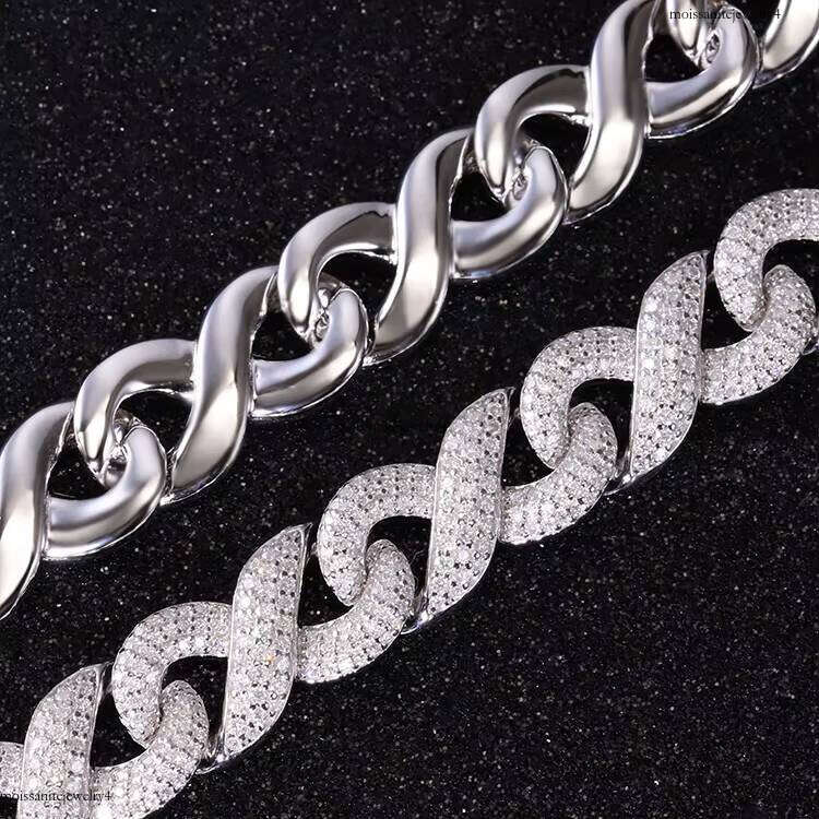 High Quality Infinite Dia Necklace GRA Moissanite 13mm Sterling Sier Cuban Link Chain for Mens Ladies
