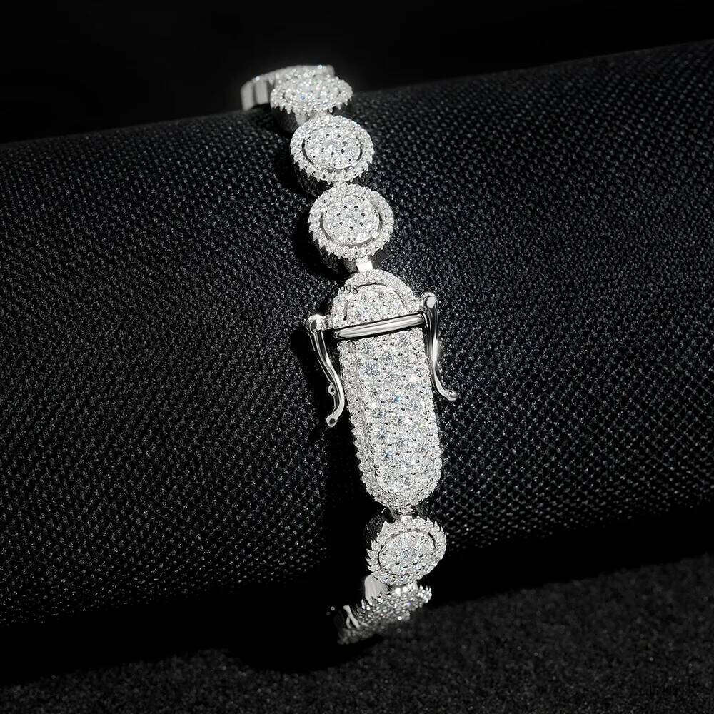 10mm Moissanite Round Cuban Bracelet Necklace S Sier Iced Out For Men Women Hip Hop Jewelry Pass Dias Tester With GRA