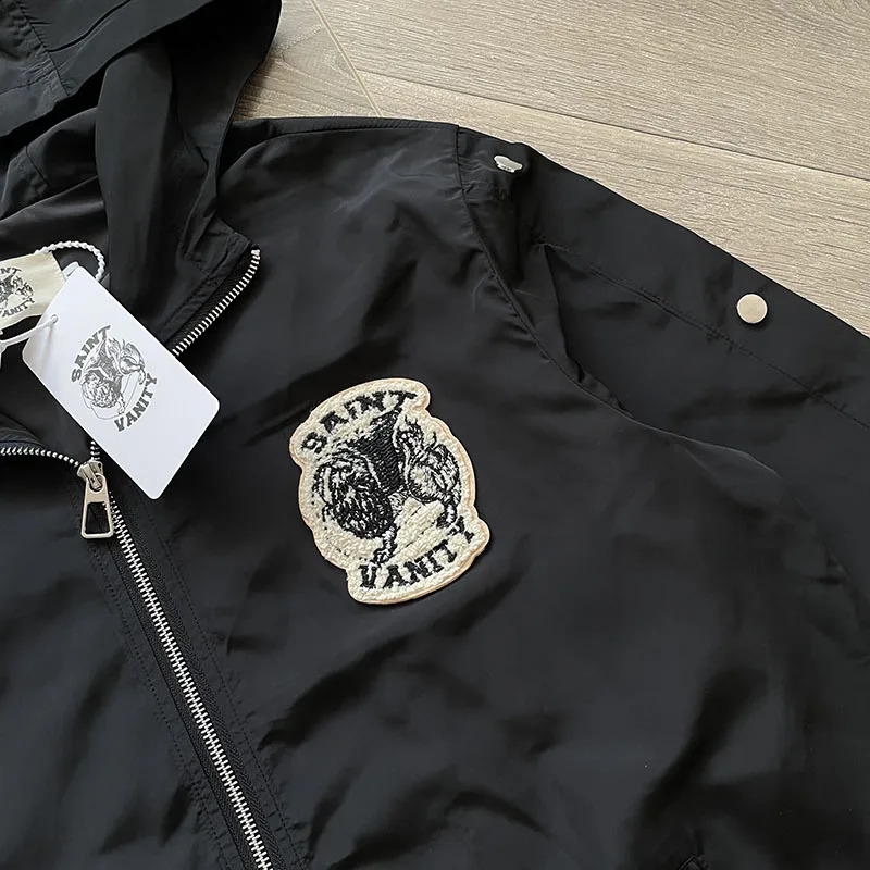 SAINT VANITY Embroidered willow nail sports style casual trench coat 250805