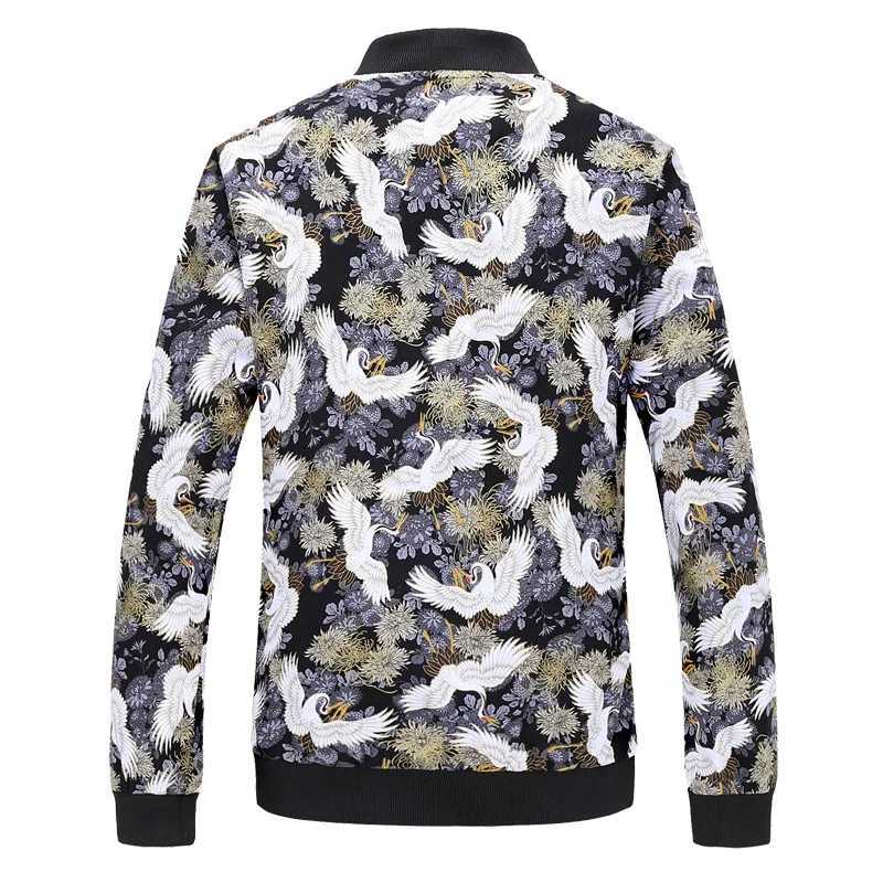 Mens Printed Long Sleeve Jacket Zipper Control Switch Coat Spring/Autumn New Jacket Asian Size Tops M-6XL W250809