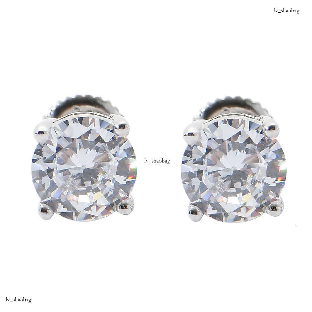 S Full Pure Sier Zircon Simple Style Hip Hop Earrings 3mm 5mm 7mm Unisex Ear Jewelry
