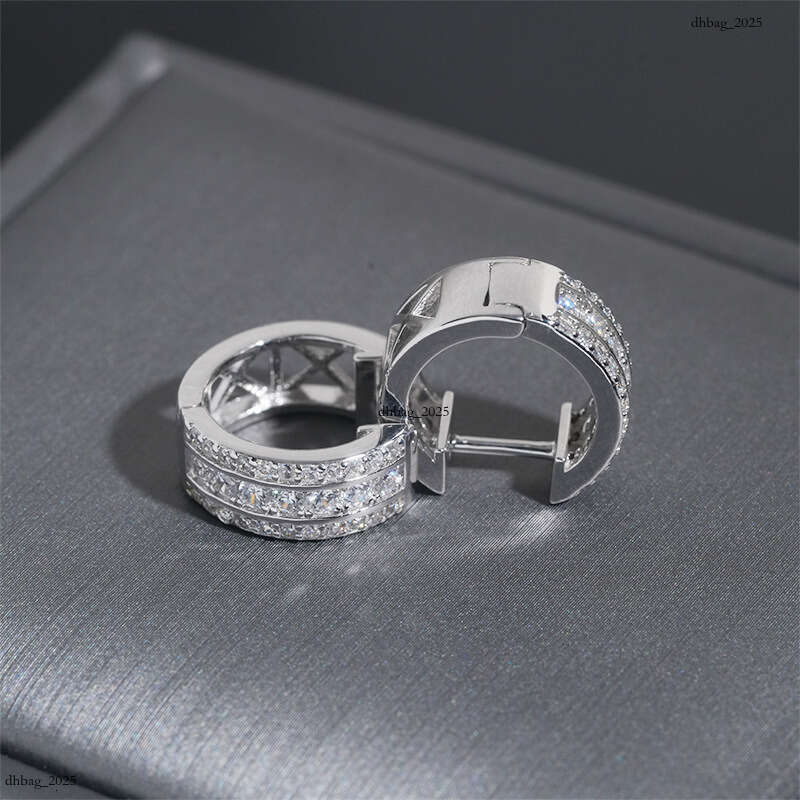 ICED OUT Sier Inlaid Zircon Earrings Unisex Personality Studs Hip Hop Trendy Brand Accessories