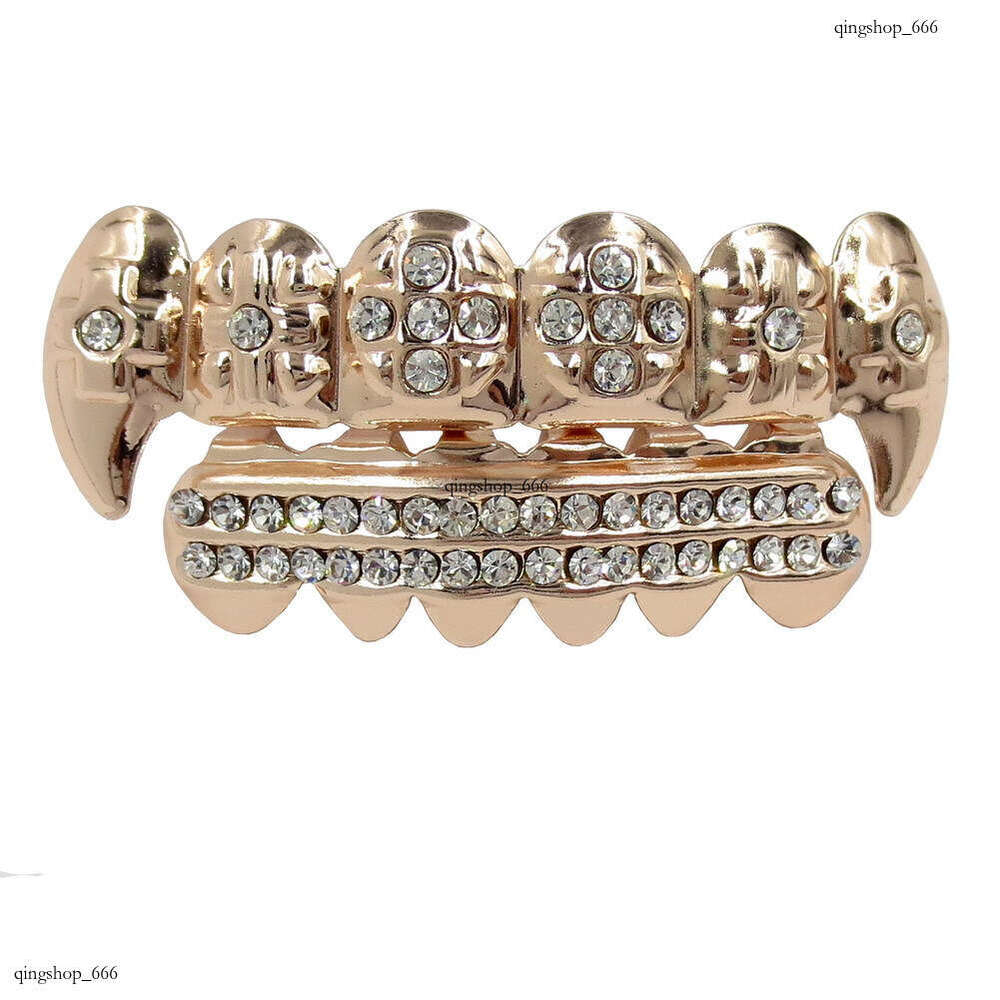 Bling Plated Dia Hip Hop Gold Sharp Teeth Shiny Street Cool