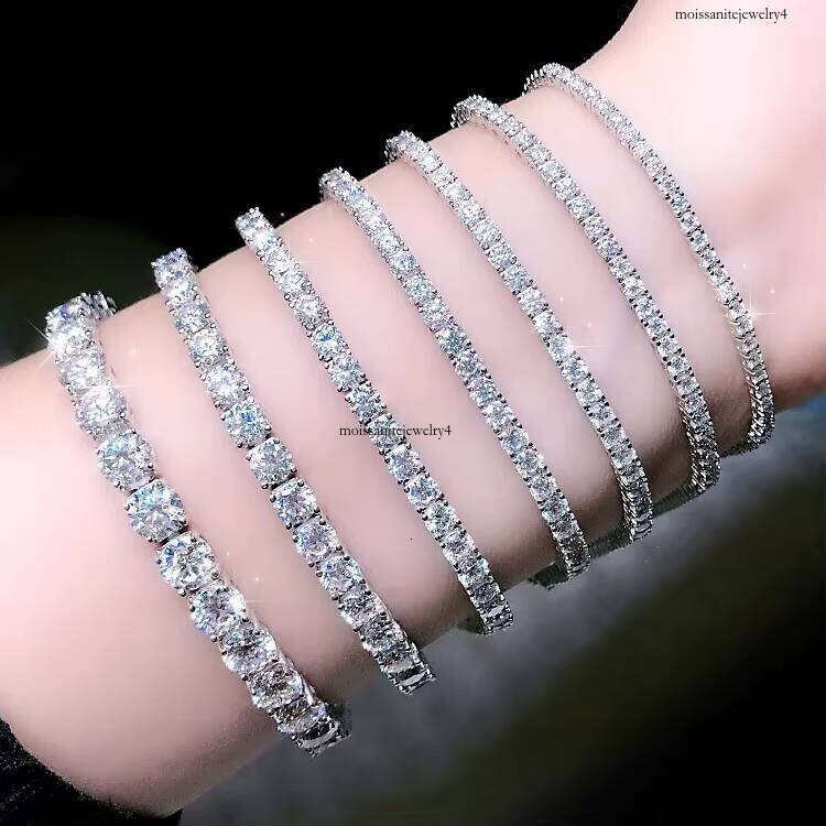 RTS 2mm 3mm 4mm Jewlery Sier Plated Micro VVS Moissanite Fashion Man and Woman Custom Hip Hop Link Chain Bracelet