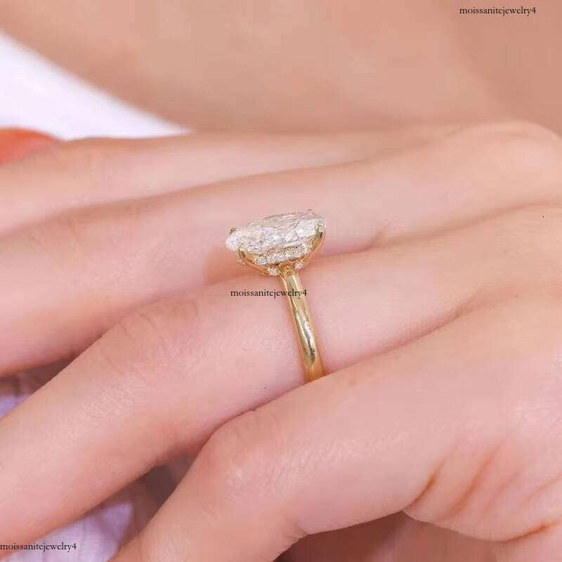 Hot Sale Engagement Ring Solid Gold 3CT Oval D/VVS Moissanite Dia Fine Jewelry Rings