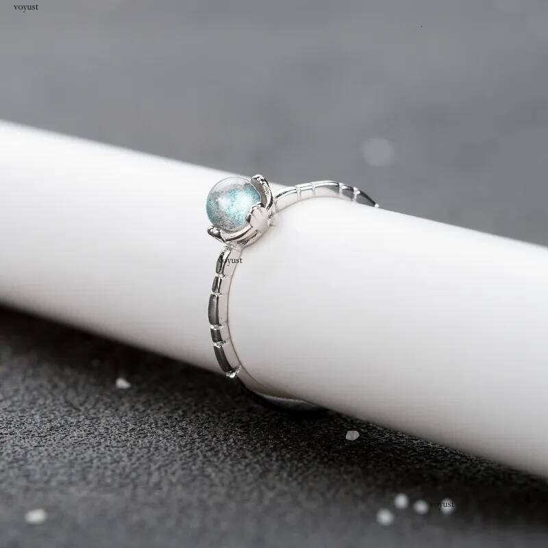 Adjustable with Natural Moonstone Fine Jewelry Engagement Rings for Women Vintage Gift To Girlfriend