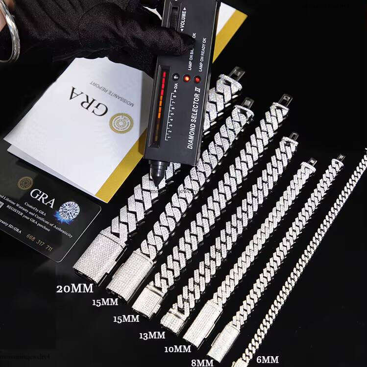 Delivery Fast High Quality Hip Hop Necklace Bracelet Dia Sier Iced Out VVS Moissanite Cuban Link Chain