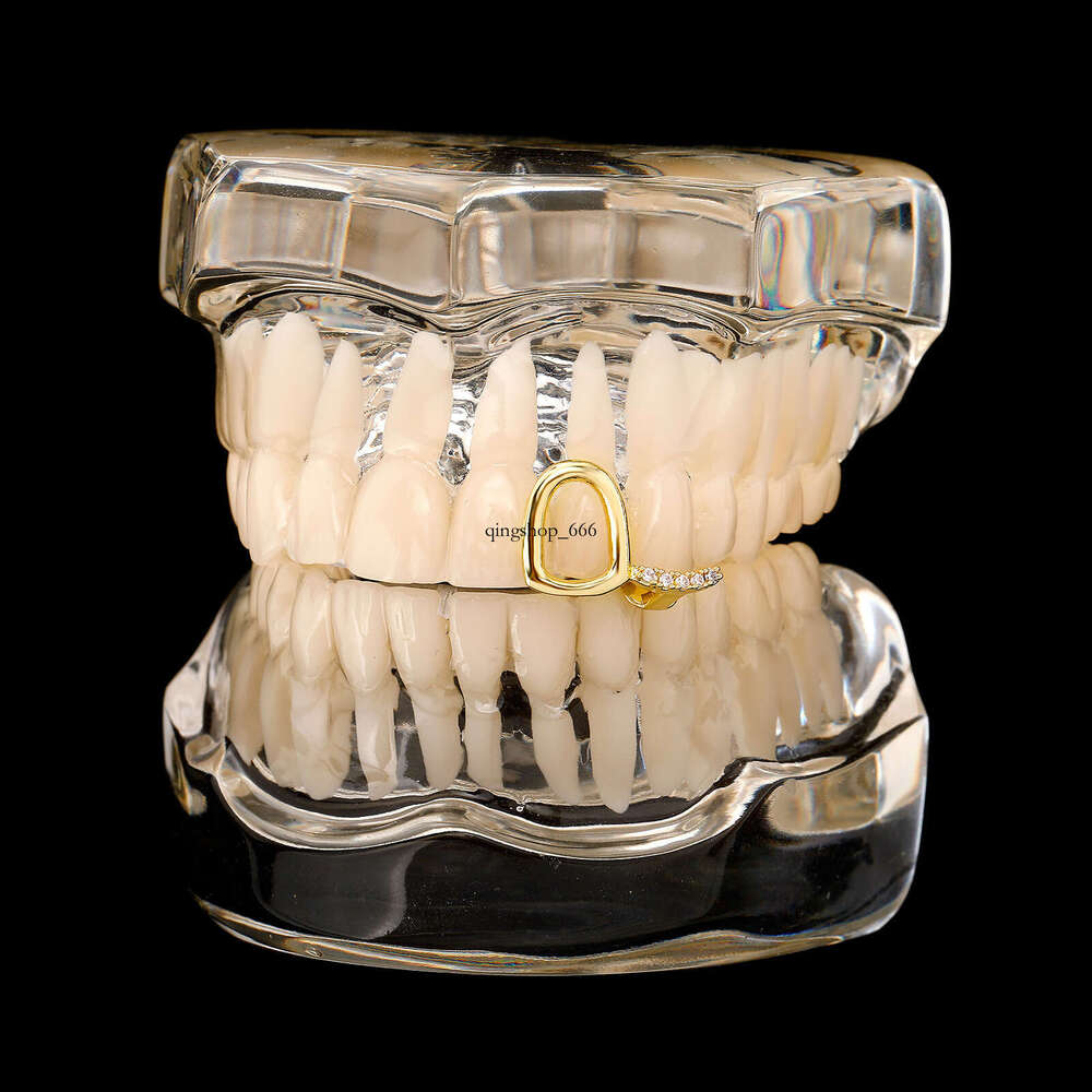 Zircon Hollow Double Inlay Set Daily Street Cool Dia-Encrusted Teeth Hip-Hop Versatile Gold Accessories