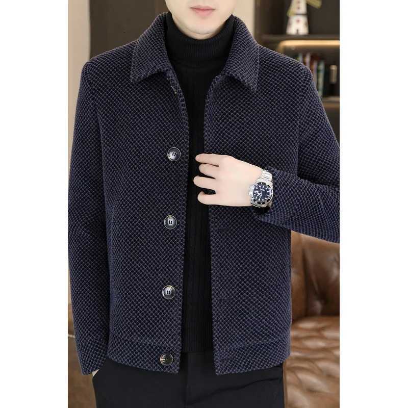 High-end Jacket Coat Winter Mens Woolen Short Lapel Jacket Woolen Coat With Fleece And Thickened Cotton Padded Jacket XJ250809