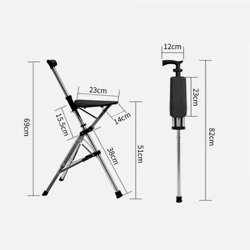 ightweight Walking Stick Chair for Seniors Foldable Cane Seat Adjustable Stainless Steel Hiking Pole Outdoor Travel Stick Z250809
