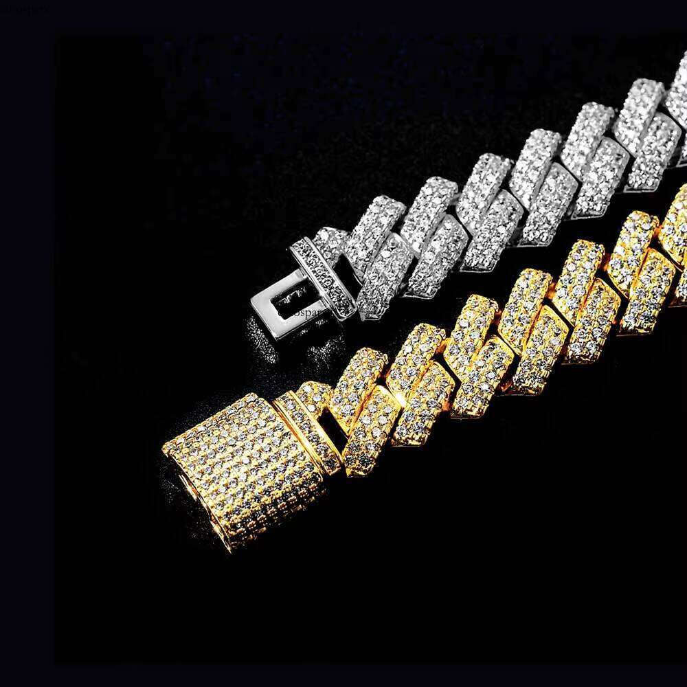 14mm Full Dia for Women Sier Plated Iced Out CZ Cuban Link Bracelet Fine Jewelry