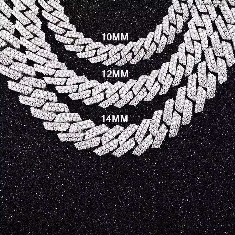 Fashion Design 10mm Wide 2Rows Moissanite Dia Sier Cuban Link Necklace/bracelet Chain for Rapper Hiphop Jewelry