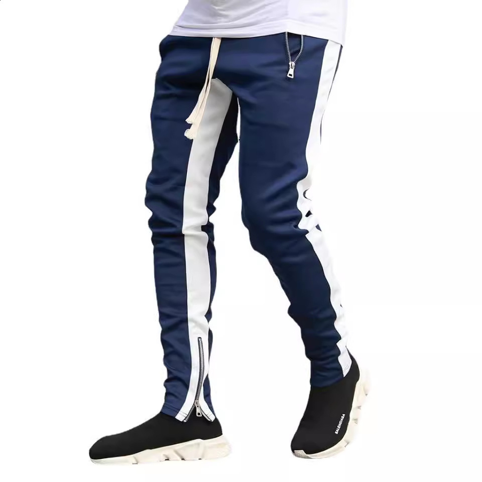 Casual Men Hip Hop Skinny Trousers Track Bottom Sweatpants Streetwear Man Pant Side Stripe Fashion Mens Joggers Pants 201221