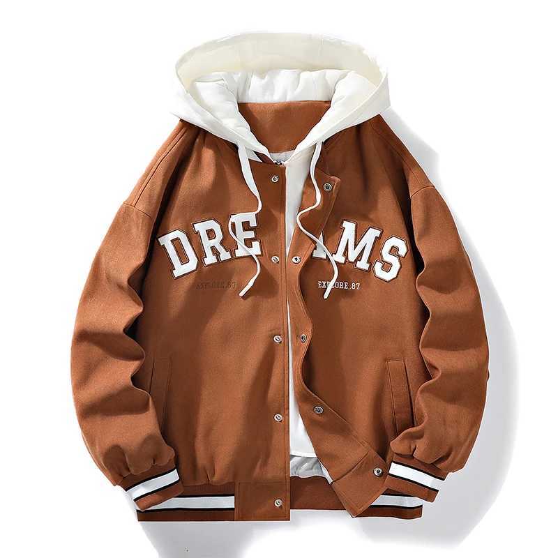 High Quality Varsity Baseball Uniform Jacket Mens Autumn New Trendy Brand All-match Student Hooded Jacket Plus Size Coats Women W250809