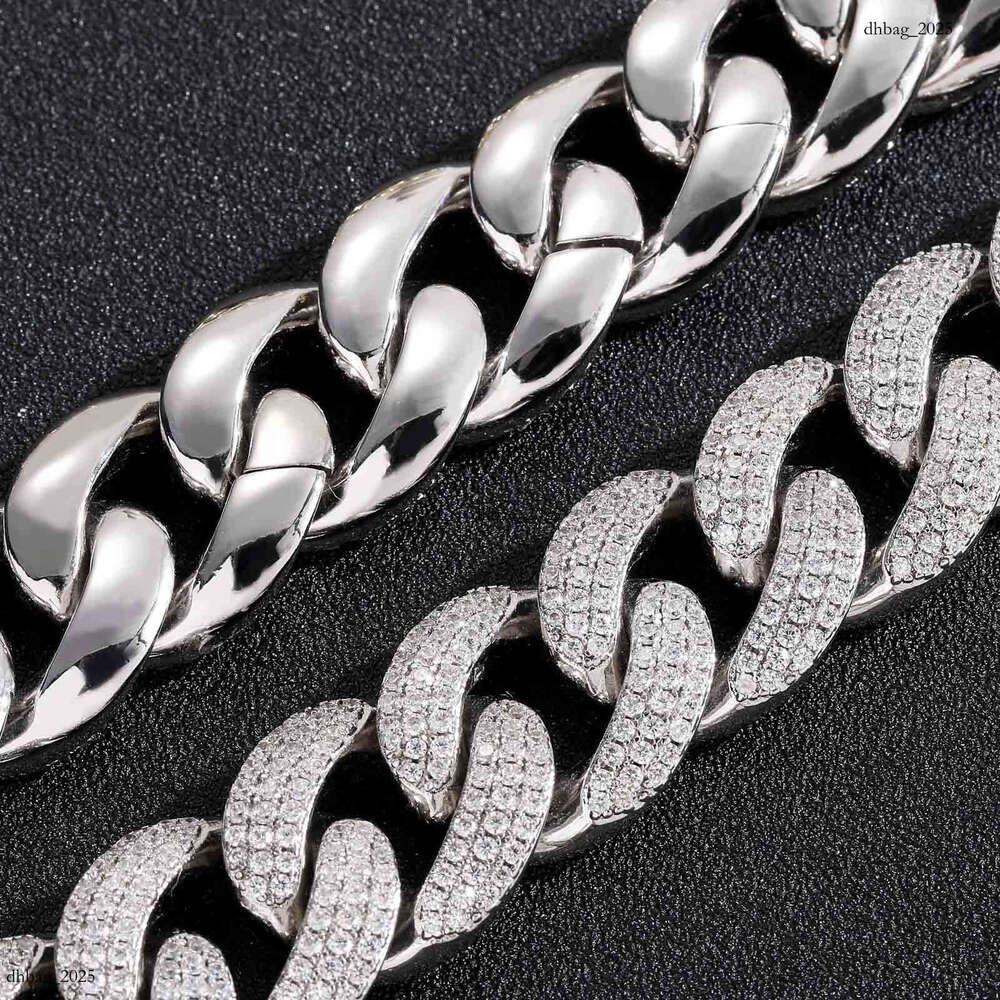 Men's Hip-Hop 18mm Three-Row Cuban Chain Personalized Micro-Paved Moissanite chain Accessories Necklace