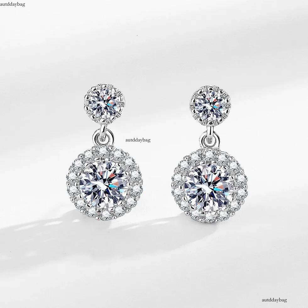 Choucong Ins Top Sell Dangle Earrings Jewelry Sterling Sier Round Cut Lab Moissanite Dia Gemstones Party Elegant Simple Women Stud Earring Gift