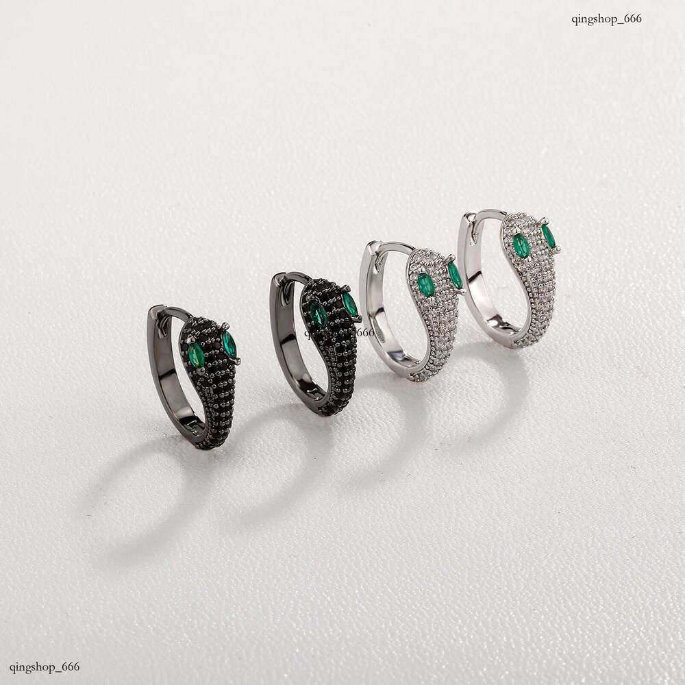 Green Dia Earrings Personality Trendy Men's Hip-Hop Street Style Snake Studs