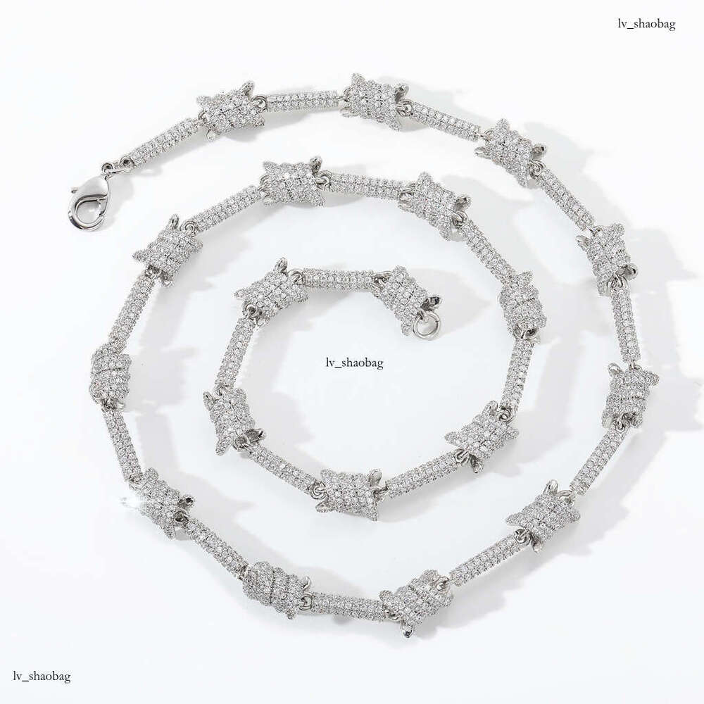 INS Wire Personality Cuban Chain Full Moissanite chain Jewelry Necklace for Men and Women Hip Hop Accessories