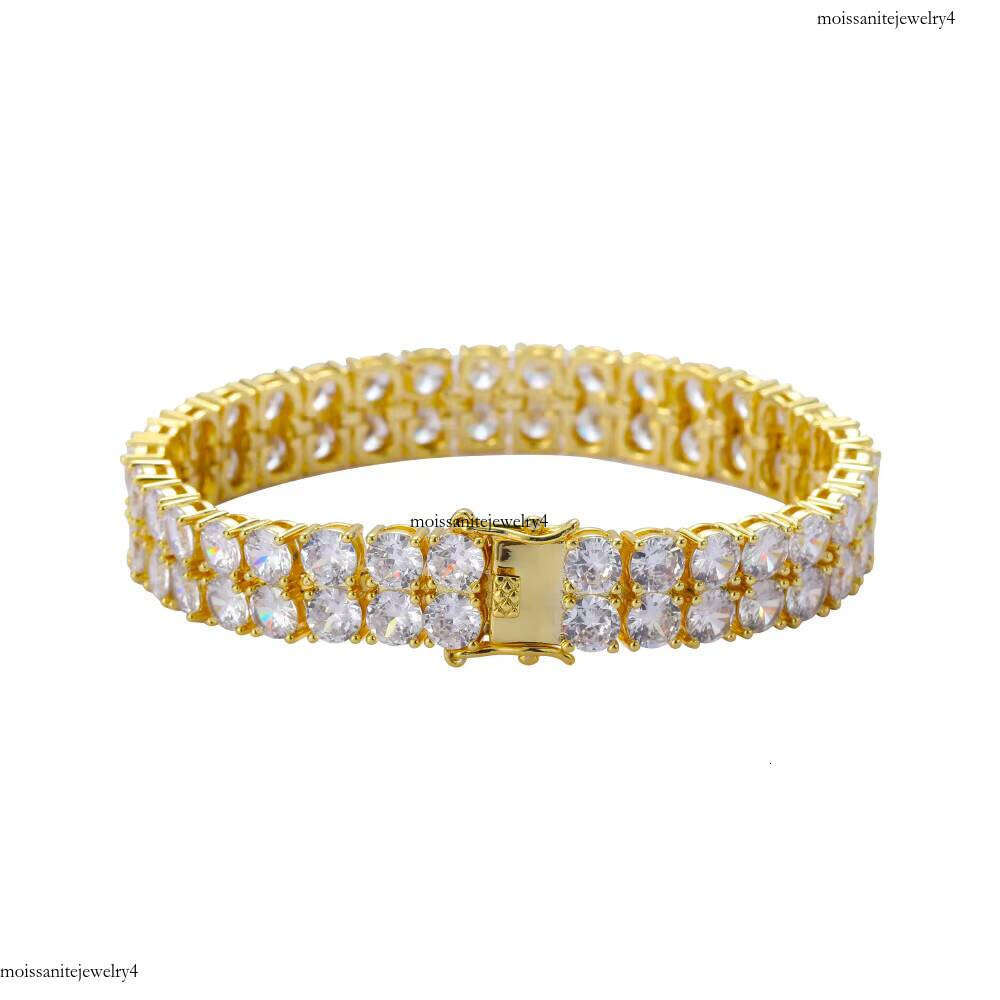 NUOYA 10mm Sier and Gold Plated Bracelet Two-Row Dia Tennis Chain Fine Jewelry for Women Gift