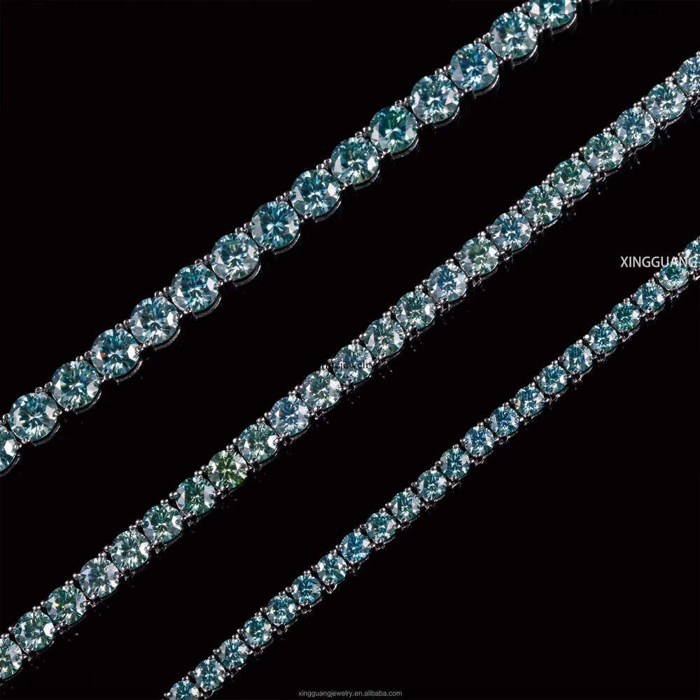 Fancy Color Green Fine Jewelry 2mm-6.5mm Wide in Stock S Sier GRA Moissanite Tennis Chain Necklace