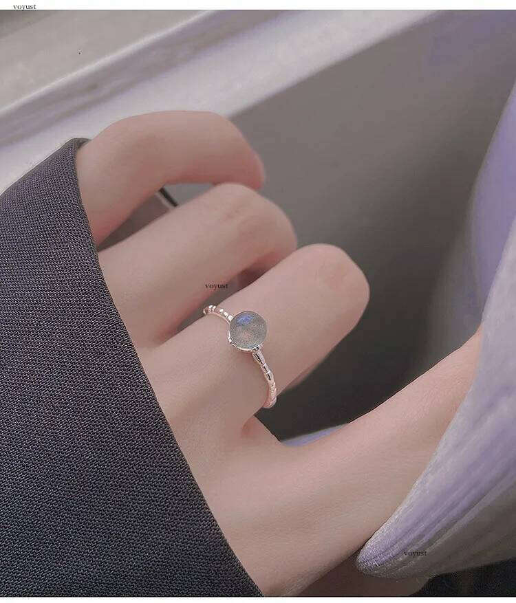 Adjustable with Natural Moonstone Fine Jewelry Engagement Rings for Women Vintage Gift To Girlfriend